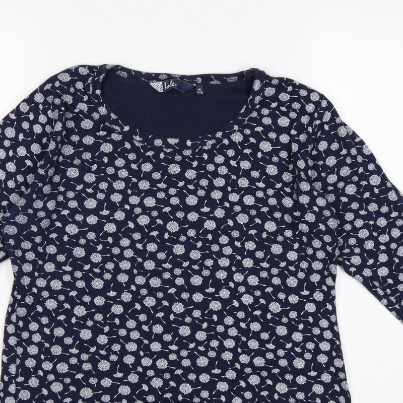 Izle Women’s Blue Floral 3/4 Sleeve Jersey Blouse Top M 14-16