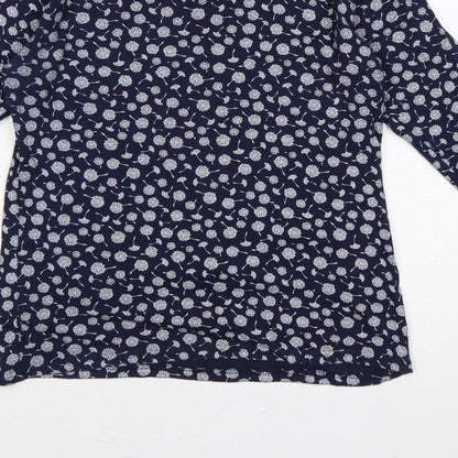 Izle Women’s Blue Floral 3/4 Sleeve Jersey Blouse Top M 14-16