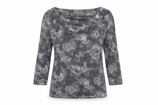 RJR.John Rocha Women Grey Floral Cowl Neck Jersey Blouse UK 12
