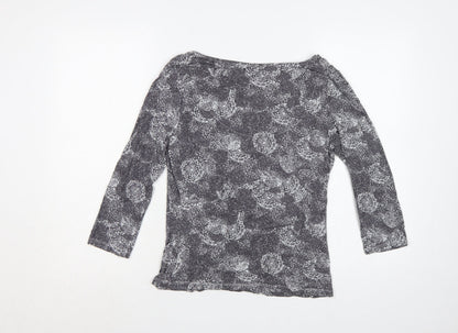 Rocha John Rocha Women Grey Floral Cowl Neck Jersey Blouse UK 12