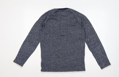 Abercrombie & Fitch Men’s Blue XS Long Sleeve Henley Logo T-Shirt