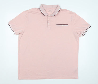 Marks & Spencer Men's Pink XL Modal Polo Shirt Contrast Trim