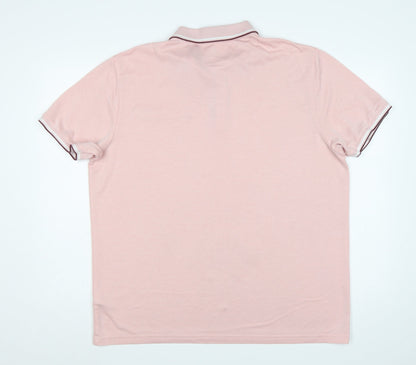 Marks & Spencer Men's Pink XL Modal Polo Shirt Contrast Trim