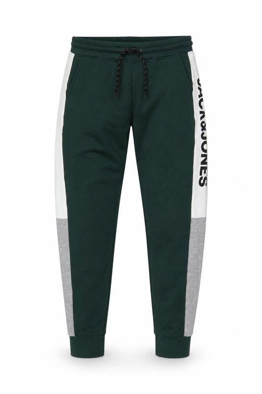 Front view of Jack & Jones Men’s Green Logo Panel Jogger Sweatpants, size S