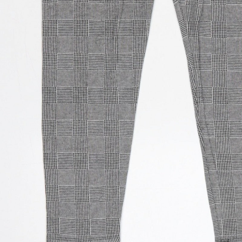 Zara Basic Women Grey Check Stretch Leggings UK 14 XL
