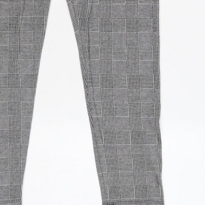 Zara Basic Women Grey Check Stretch Leggings UK 14 XL