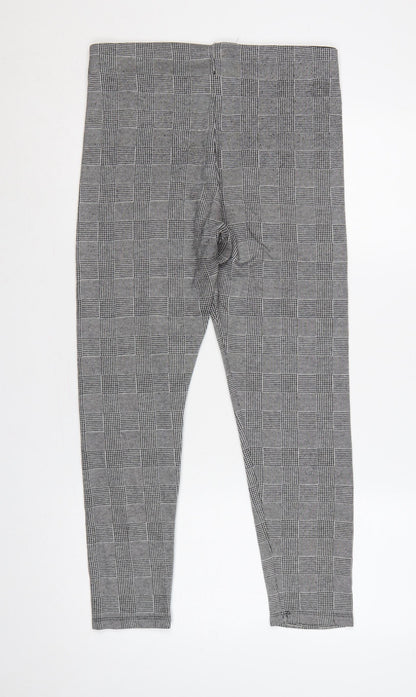 Zara Basic Women Grey Check Stretch Leggings UK 14 XL