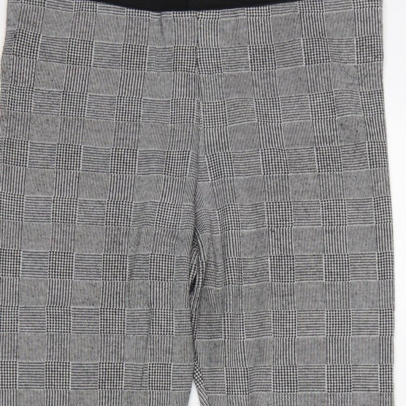 Zara Basic Women Grey Check Stretch Leggings UK 14 XL