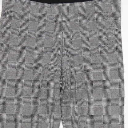 Zara Basic Women Grey Check Stretch Leggings UK 14 XL