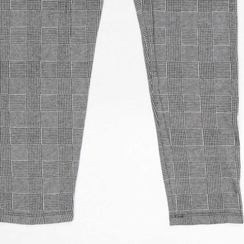 Zara Basic Women Grey Check Stretch Leggings UK 14 XL