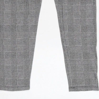 Zara Basic Women Grey Check Stretch Leggings UK 14 XL