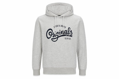 Jack & Jones Men’s Grey M Pullover Hoodie Graphic Print Pouch Pocket