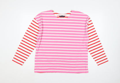 Marks and Spencer Women Multicoloured UK 14 Striped Long Sleeve T-Shirt