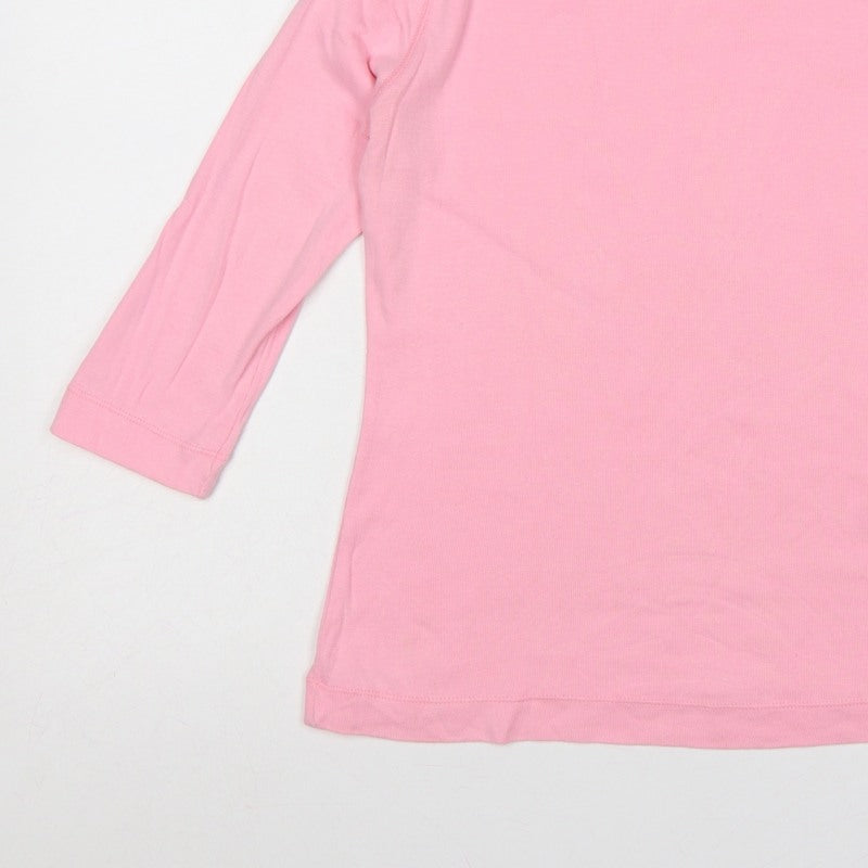 Naf Naf Women Pink L Basic Crew Neck Long Sleeve Jersey T-Shirt