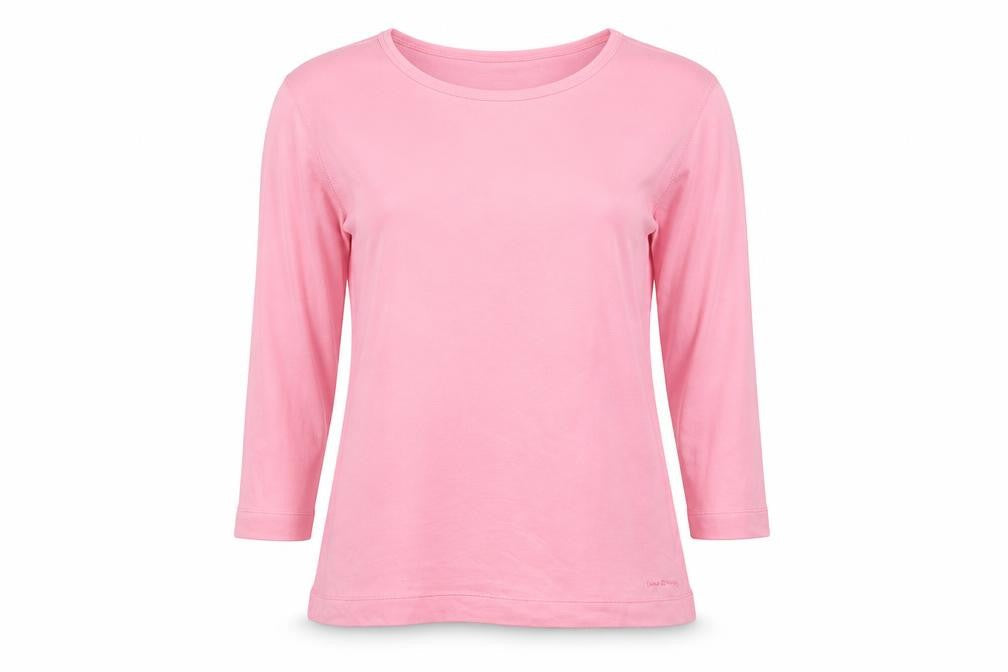 Naf Naf Women Pink L Basic Crew Neck Long Sleeve Jersey T-Shirt