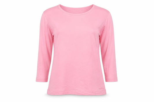 Naf Naf Women Pink L Basic Crew Neck Long Sleeve Jersey T-Shirt