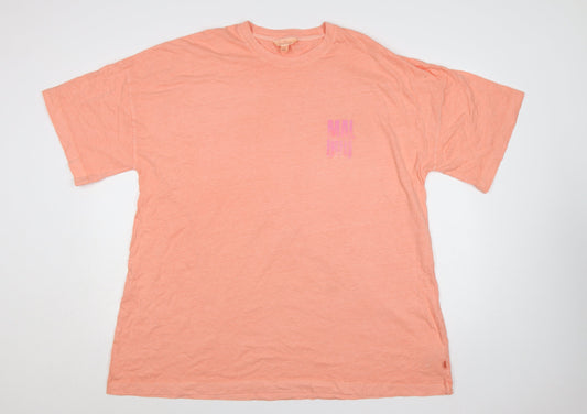 Marks & Spencer Women Orange L Malibu California Cotton T-Shirt