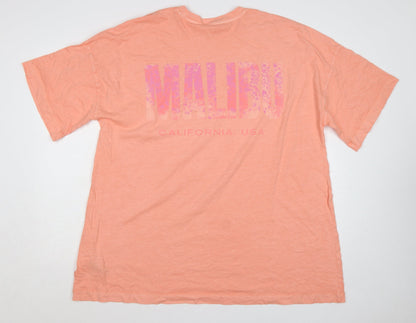 Marks and Spencer Women Orange L Malibu California Cotton T-Shirt
