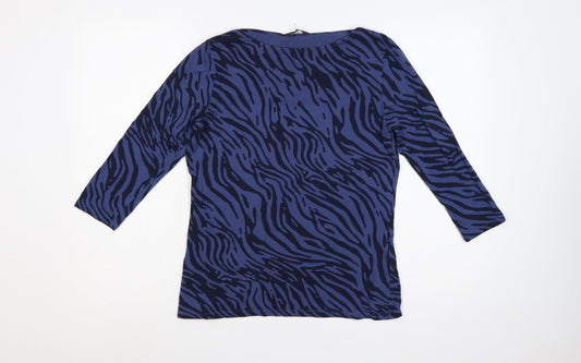 Marks and Spencer Women’s Blue Zebra Print Size 14 3/4 Sleeve Jersey Top