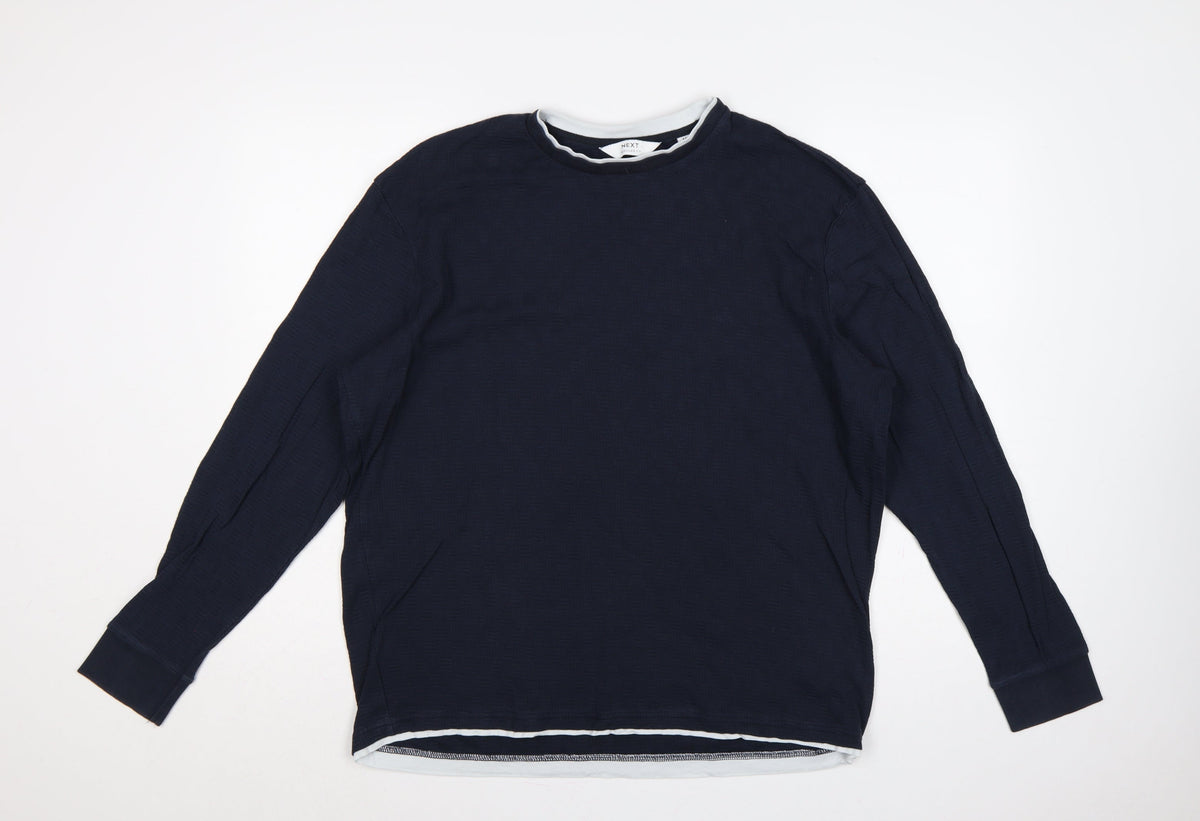 Next Men's Blue M Regular Fit Long Sleeve Crew Neck Layered T-Shirt