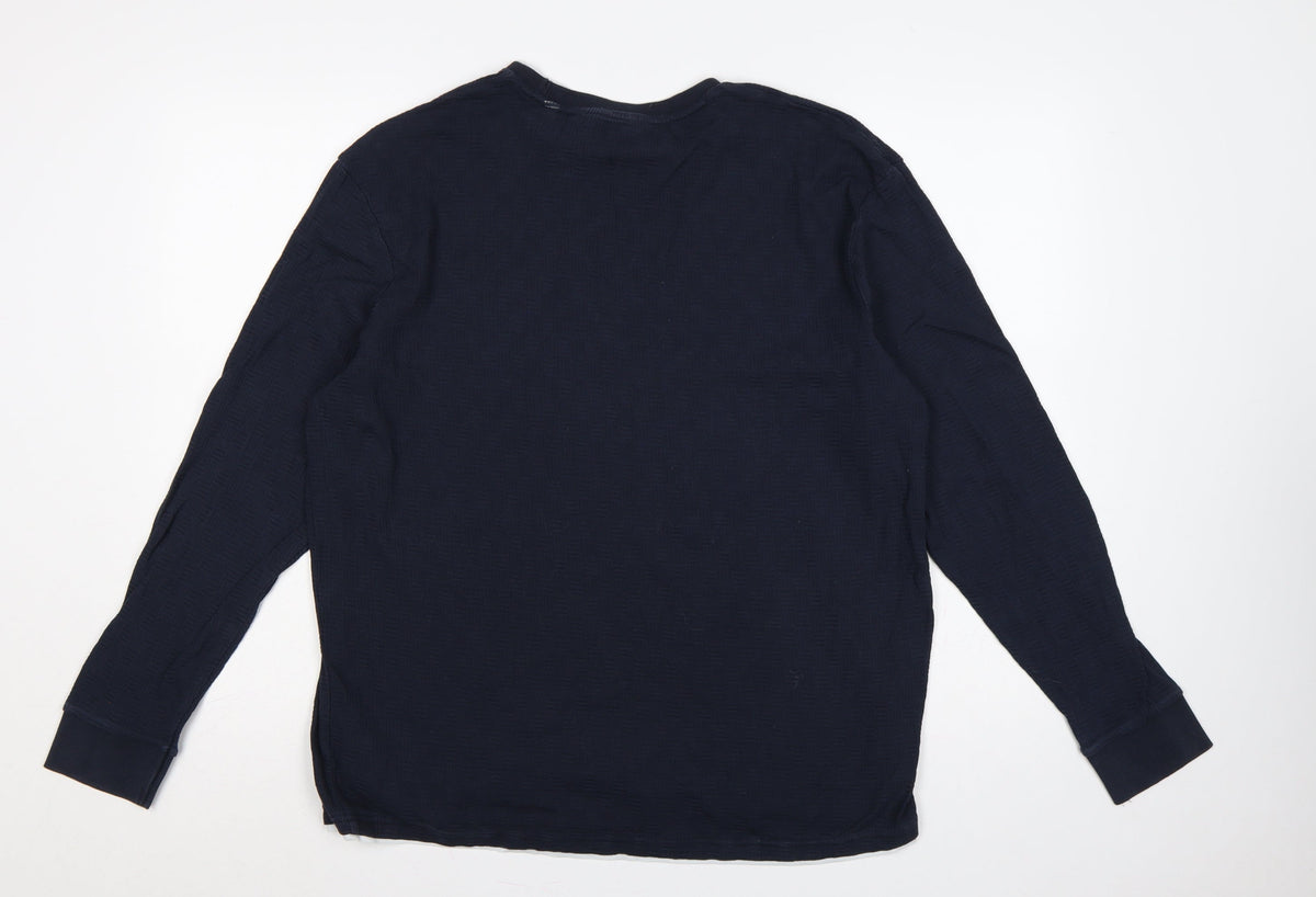Next Men's Blue M Regular Fit Long Sleeve Crew Neck Layered T-Shirt