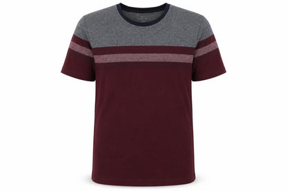 Marks & Spencer Men's Red 2XL Colourblock Stripe Crew Neck T-Shirt