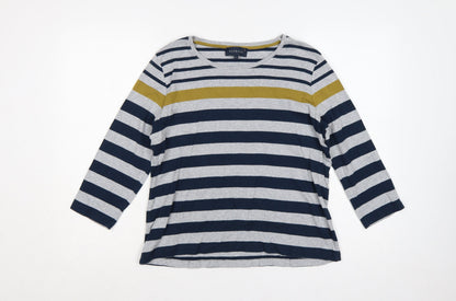 Viyella Women’s Blue Stripe Cotton Jersey Long Sleeve Basic T-Shirt L