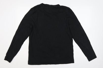Henri Lloyd Men's Black L Regular Long Sleeve Crew Neck Logo T-Shirt