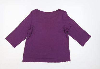 Marks and Spencer Women Purple UK 14 Embellished 3/4 Bell Sleeve Top