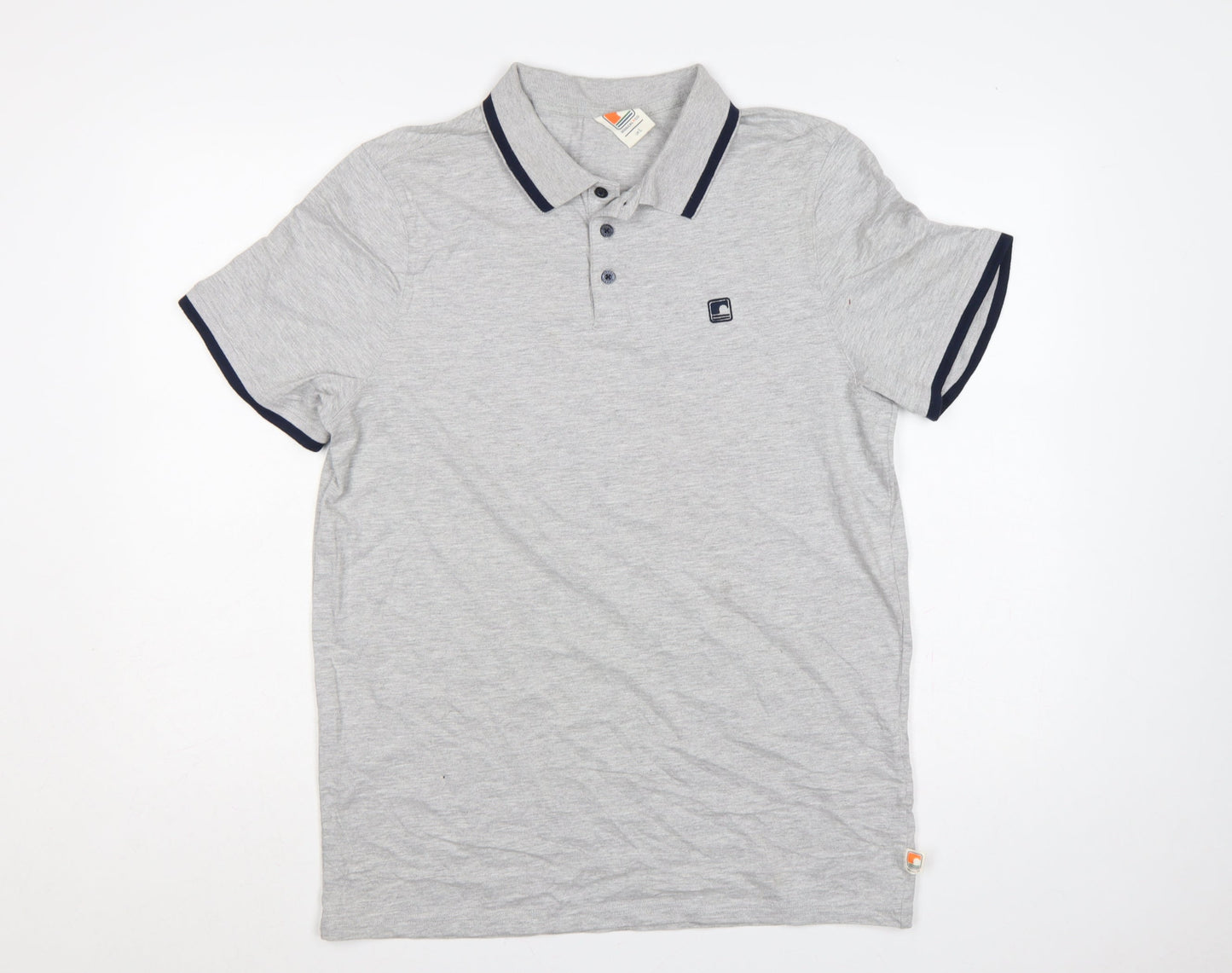 SoulCal & Co Men’s Grey L Cotton Logo Trim Short Sleeve Polo Shirt