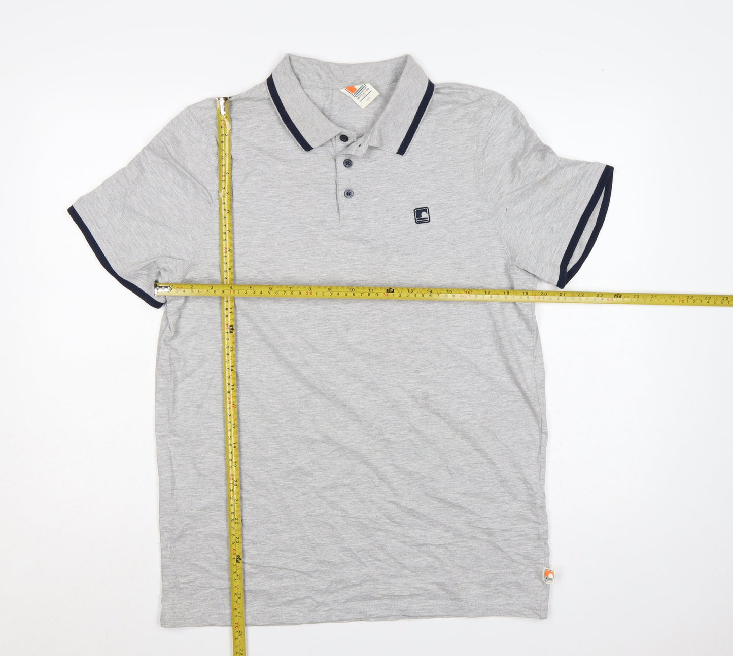 SoulCal & Co Men’s Grey L Cotton Logo Trim Short Sleeve Polo Shirt