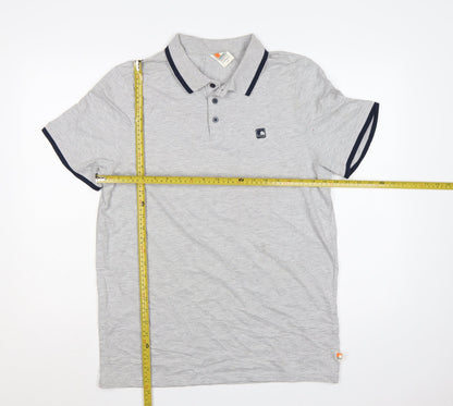 SoulCal & Co Men’s Grey L Cotton Logo Trim Short Sleeve Polo Shirt