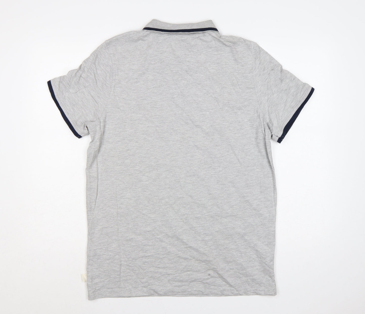 SoulCal & Co Men’s Grey L Cotton Logo Trim Short Sleeve Polo Shirt