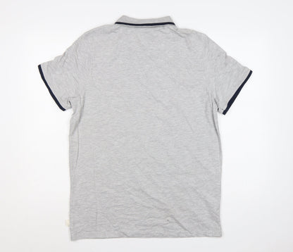 SoulCal & Co Men’s Grey L Cotton Logo Trim Short Sleeve Polo Shirt