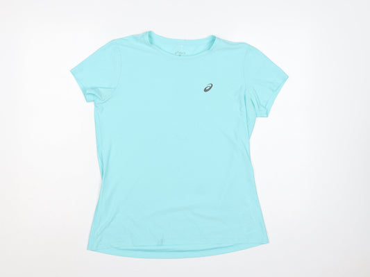 Additional front view of Asics Women Blue M Athletic Motion Dry Reflective Running T-Shirt