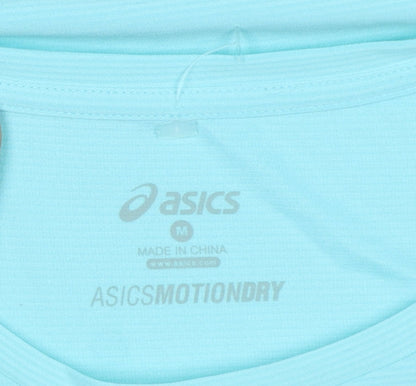 Asics Women Blue M Athletic Motion Dry Reflective Running T-Shirt