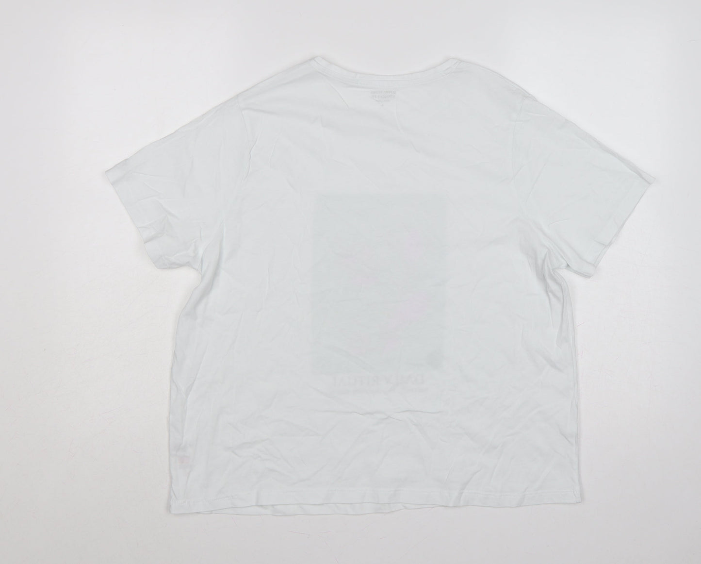 Dunnes Stores Women White Floral Graphic Cotton T-Shirt UK 18