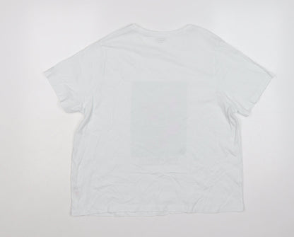 Dunnes Stores Women White Floral Graphic Cotton T-Shirt UK 18