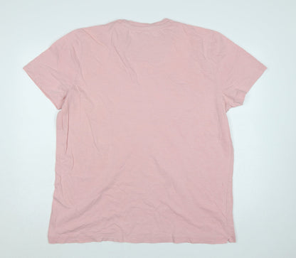 Close-up detail of Dunnes Men's Pink 2XL California Mountain Graphic Print T-Shirt