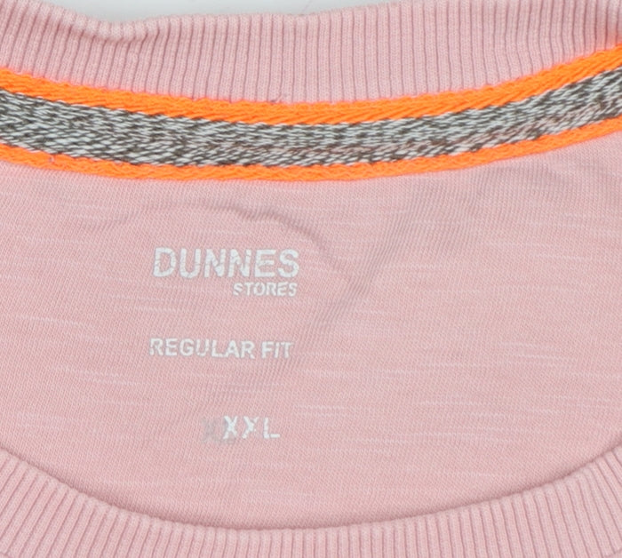 Brand and care label for Dunnes Men's Pink 2XL California Mountain Graphic Print T-Shirt