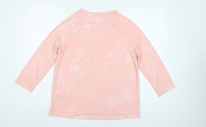 Marks and Spencer Women Pink UK 12 Floral Jersey Long Sleeve T-Shirt