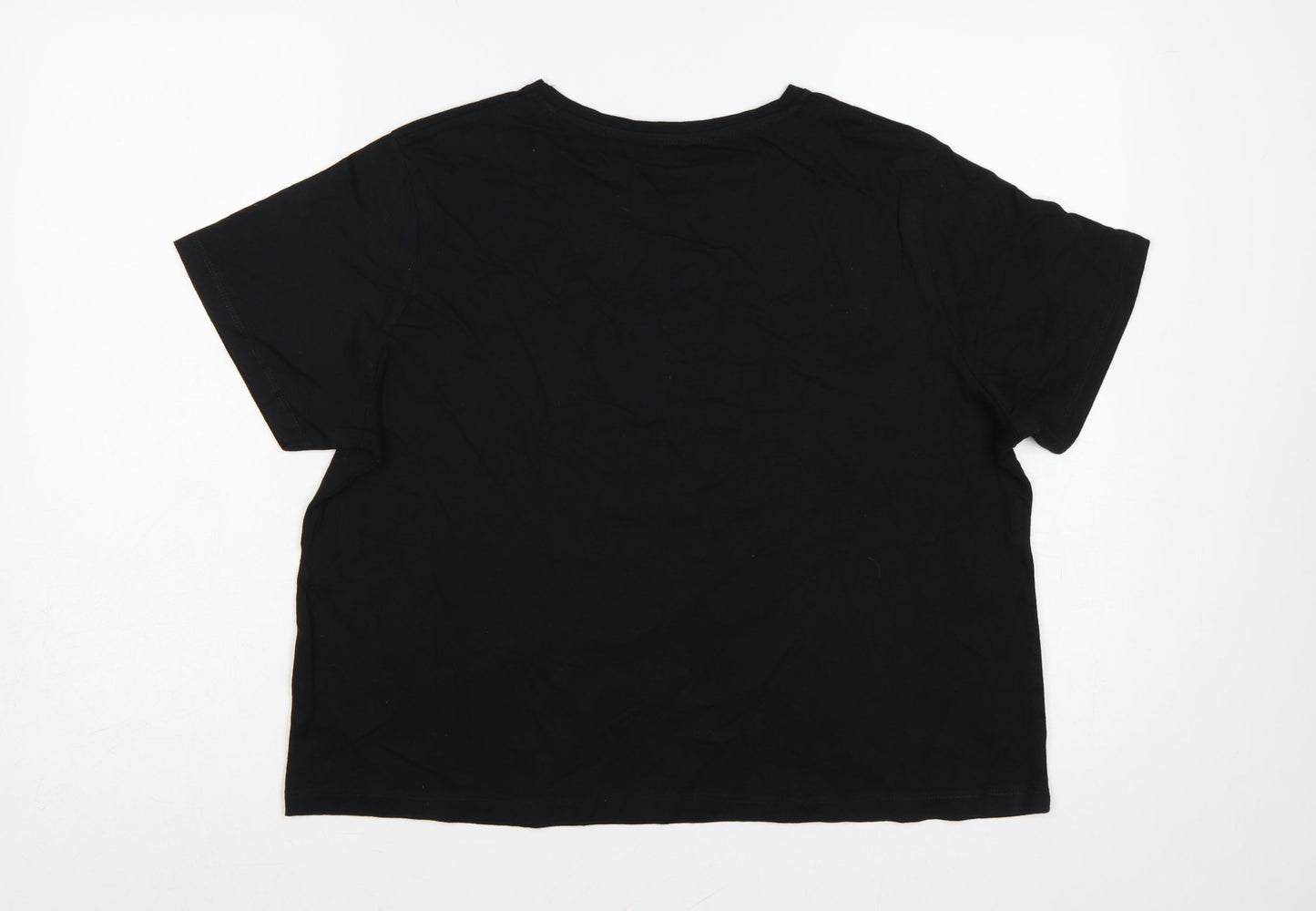 Dunnes Stores Women Black L Floral Bonjour Madame Cotton T-Shirt