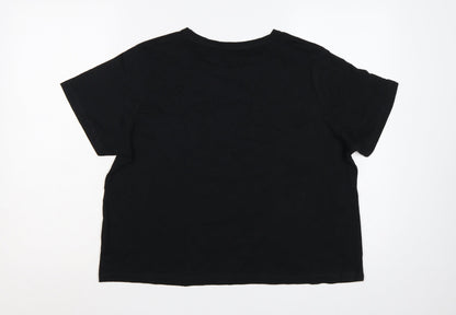 Dunnes Stores Women Black L Floral Bonjour Madame Cotton T-Shirt