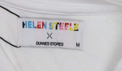 Helen Steele Women White M Graphic Sports T-Shirt Short Sleeve