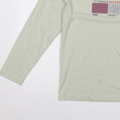O'Taya Men's Green L Graphic Success Long Sleeve Crew Neck T-Shirt