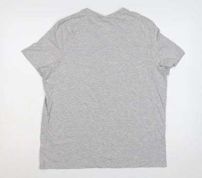 Slazenger Men’s Grey L V-Neck Short Sleeve Cotton Blend Logo T-Shirt