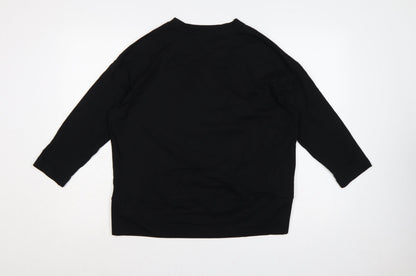 Kin Women Black S Basic Cotton Jersey 3/4 Sleeve T-Shirt