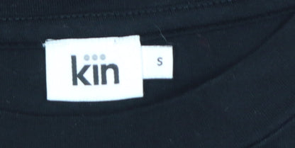 Kin Women Black S Basic Cotton Jersey 3/4 Sleeve T-Shirt