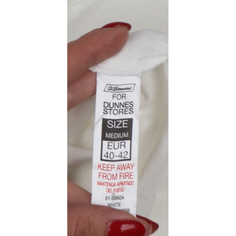 Dunnes Stores Women White UK 12 Basic Jersey T-Shirt Embroidered