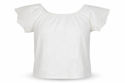 Dunnes Stores Women White UK 12 Basic Jersey T-Shirt Embroidered